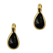 Anh&auml;nger Kristallglas Tropfen Black-gold