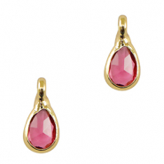 Anh&auml;nger Kristallglas Tropfen Pink-gold