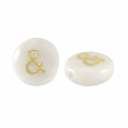 Glasperlen Rondell shell look "&" White-gold