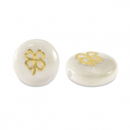 Glasperlen Rondell shell look clover White-gold