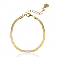 Snake Armb&auml;nder aus Stainless Steel - Rostfreiem Stahl Crystal Gold-crystal
