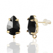 Ohrringe / Ohrstecker aus Kristallglas mit &Ouml;se Tropfen Black-gold