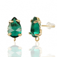 Ohrringe / Ohrstecker aus Kristallglas mit &Ouml;se Tropfen Green-gold