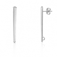 Stainless Steel - Rostfrei Stahl Schmuckzubeh&ouml;r Ohrringe / Ohrstecker oval mit &Ouml;se Silver