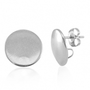 Stainless Steel - Rostfrei Stahl Schmuckzubeh&ouml;r Ohrringe / Ohrstecker mit &Ouml;se 15mm Silver