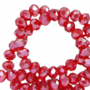 Top Glas Facett Perlen 4x3mm rondellen Raisin torte red-pearl shine coating
