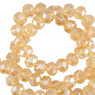 Top Glas Facett Perlen 4x3mm rondellen Marigold yellow-pearl shine coating