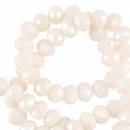 Top Glas Facett Perlen 4x3mm rondellen Vanilla white-pearl shine coating