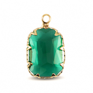 Anh&auml;nger Kristallglas Rechteck Classic green-gold