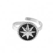 Ringe aus Stainless Steel - Rostfreiem Stahl Stern Silver-black