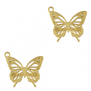 Stainless Steel - Rostfrei Stahl Anh&auml;nger Schmetterling Gold