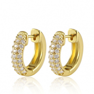 Brass TQ Metall Ohrringe Creolen Zirkonia Gold