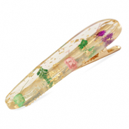 Haarschmuck hairclip mit getrockneter Blume Purple pink green-gold
