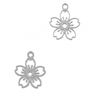 Stainless Steel - Rostfrei Stahl Anh&auml;nger Blume Silver