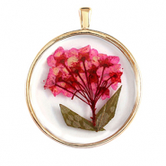 Anh&auml;nger mit getrockneter Blume Gold-pink green