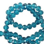 Top Glas Facett Perlen 4x3mm rondellen Teal blue