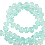 Top Glas Facett Perlen 4x3mm rondellen Light turquoise blue