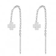 Ohrringe aus Stainless Steel - Rostfreiem Stahl Gl&uuml;cksklee Silver