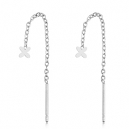 Ohrringe aus Stainless Steel - Rostfreiem Stahl Blume Silver