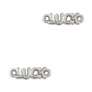 Metall Anh&auml;nger DQ Zwischenst&uuml;ck "LUCK" Antik silber (Nickelfrei)