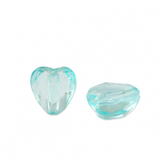 Acryl Perlen Herz Ocean blue transparent