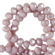 Top Glas Facett Perlen 3x2mm rondellen Soft rose ash-pearl shine coating