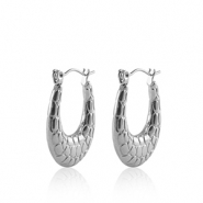 Ohrringe aus Stainless Steel - Rostfreiem Stahl Creolen Oval Silver
