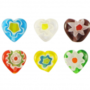 Millefiori-Perlen Herz Blume Multicolour