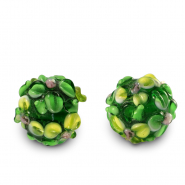 Handbemalt Glasperlen Blume Green-yellow