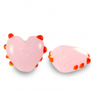 Handbemalt Glasperlen Herz Dots Pink-red