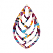 Resin Anh&auml;nger Blatt Multicolor confetti