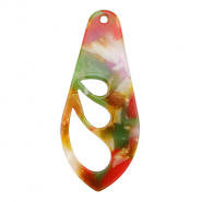 Resin Anhänger Flügel Multicolor pink-green
