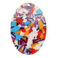 Resin Anhänger Oval Multicolor confetti
