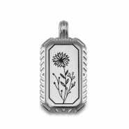 Metall Anhänger DQ Blume Antik silber (Nickelfrei)