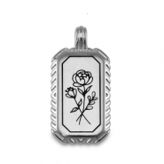 Metall Anhänger DQ Blume Antik silber (Nickelfrei)