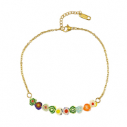 Armb&auml;nder aus Stainless Steel - Rostfreiem Stahl Millefiori Gold-multicolour