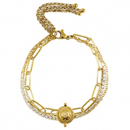 Armb&auml;nder aus Stainless Steel - Rostfreiem Stahl triple Layer & Strass Gold