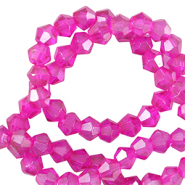 Glas Top Facett Perlen Bicone 6mm Neon pink