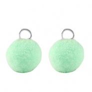 Pompom Anh&auml;nger mit &Ouml;se 10mm Silver-mint green