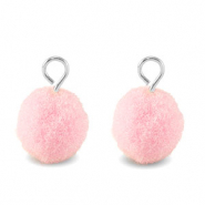 Pompom Anh&auml;nger mit &Ouml;se 10mm Silver-light pink
