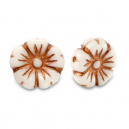 Böhmische Perlen Blume 9mm Copper brown metallic-white