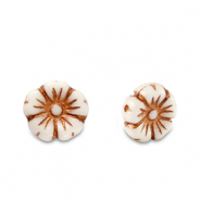 Böhmische Perlen Blume 7mm Copper brown metallic-white