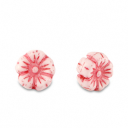 Böhmische Perlen Blume 7mm Amarena red-white