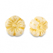 Böhmische Perlen Blume 9mm Lemon yellow-white