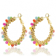 Ohrringe aus Stainless Steel - Rostfreiem Stahl Facett Multicolour-gold