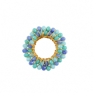 Stainless Steel - Rostfrei Stahl Anhänger Facett 24mm Blue-gold