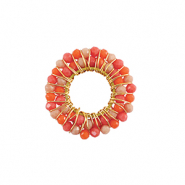 Stainless Steel - Rostfrei Stahl Anhänger Facett 26mm Orange-gold