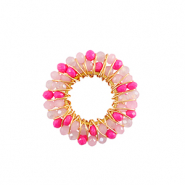 Stainless Steel - Rostfrei Stahl Anhänger Facett 24mm Pink-gold
