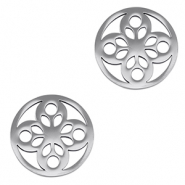 Stainless Steel - Rostfrei Stahl Anhänger Zwischenstück Blume Silver