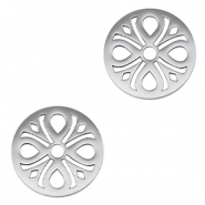 Stainless Steel - Rostfrei Stahl Anhänger Zwischenstück Blume Silver